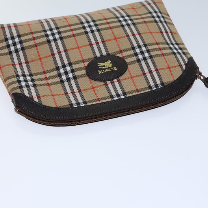 BurberrySs Nova Check Clutch Bag Canvas Beige Auth 72157