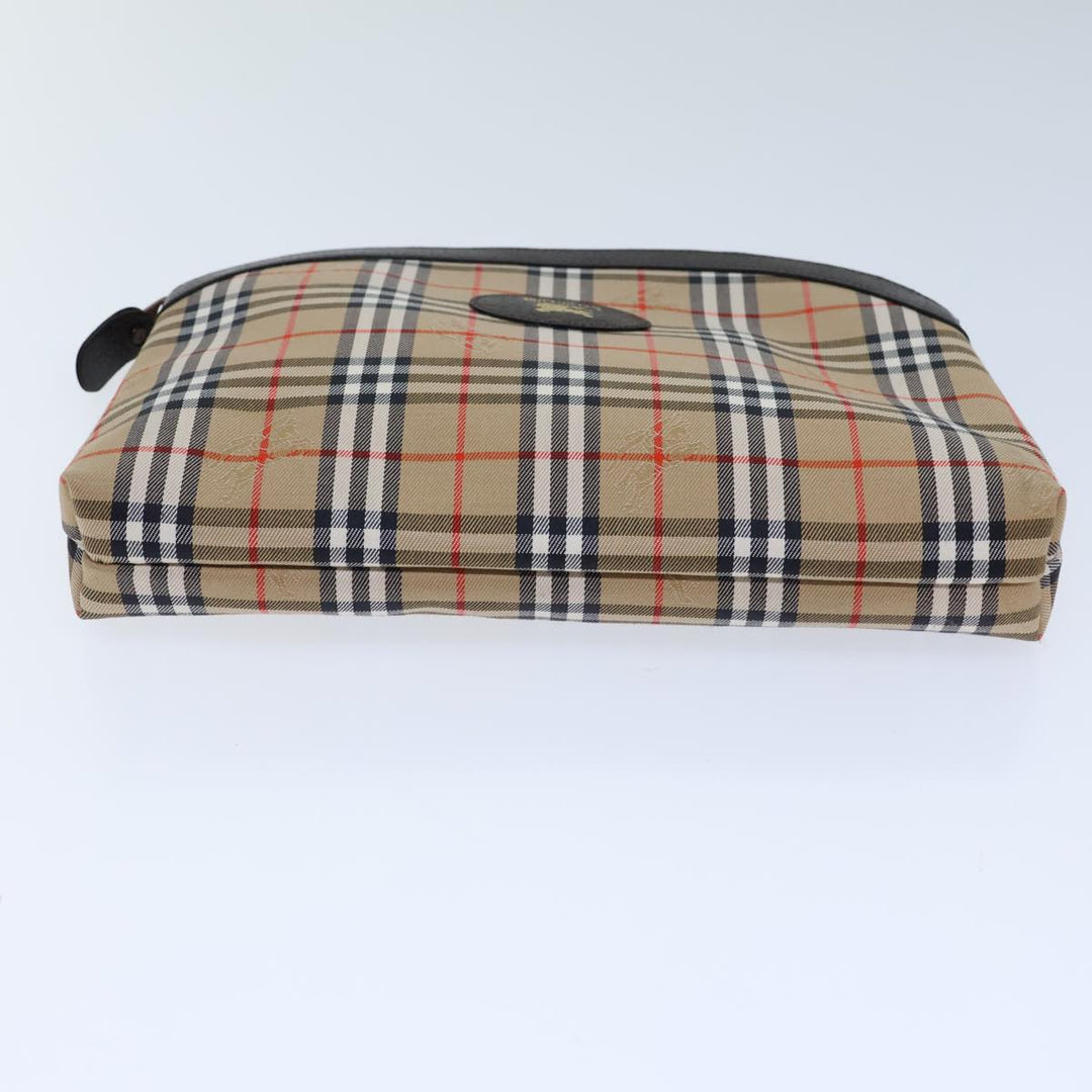 BurberrySs Nova Check Clutch Bag Canvas Beige Auth 72157