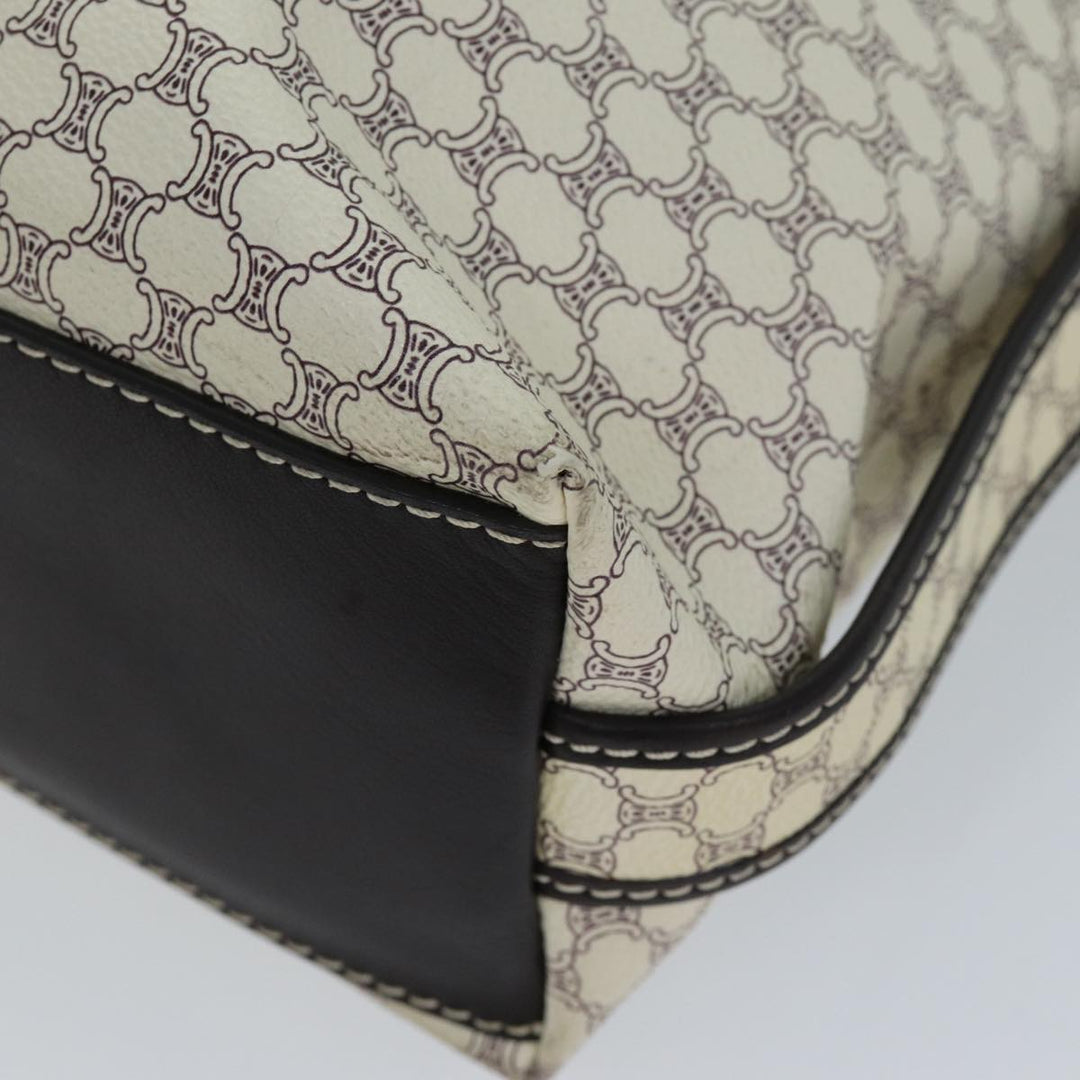 Celine Macadam Canvas Shoulder Bag PVC White Auth 72176