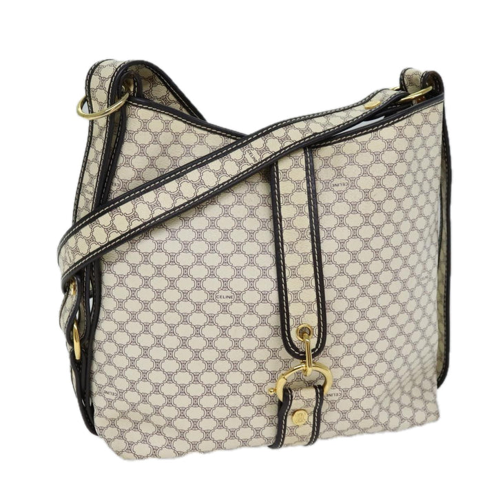 Celine Macadam Canvas Shoulder Bag PVC White Auth 72176