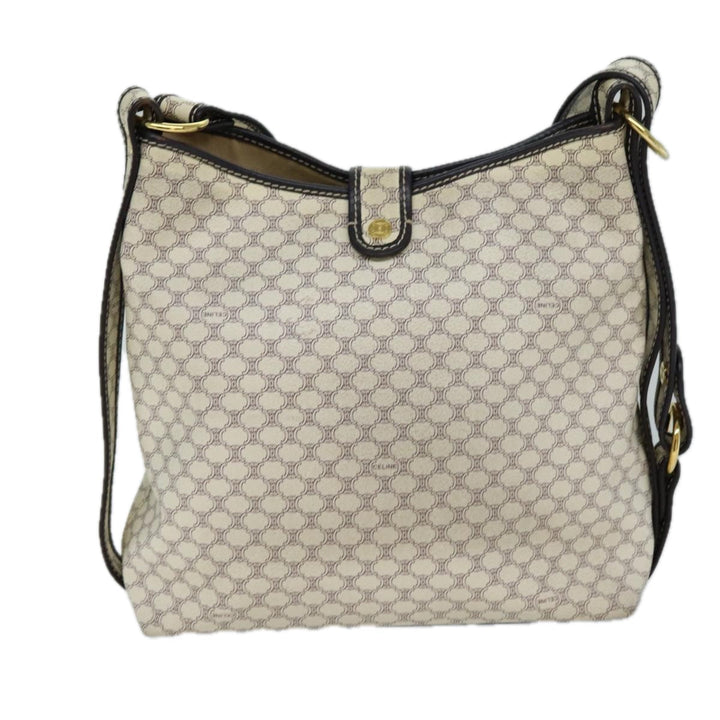 Celine Macadam Canvas Shoulder Bag PVC White Auth 72176