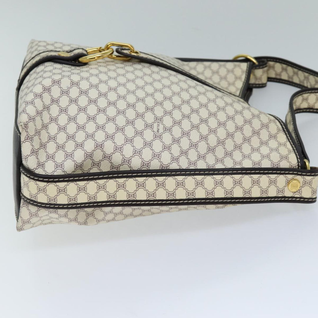Celine Macadam Canvas Shoulder Bag PVC White Auth 72176