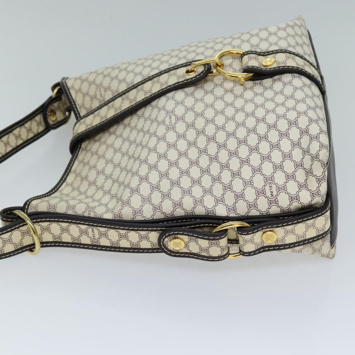 Celine Macadam Canvas Shoulder Bag PVC White Auth 72176