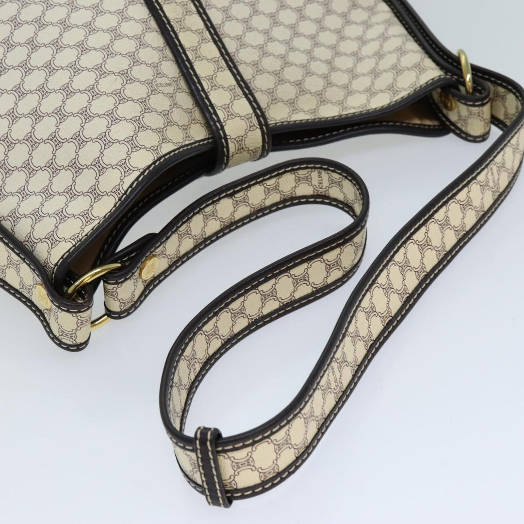 Celine Macadam Canvas Shoulder Bag PVC White Auth 72176