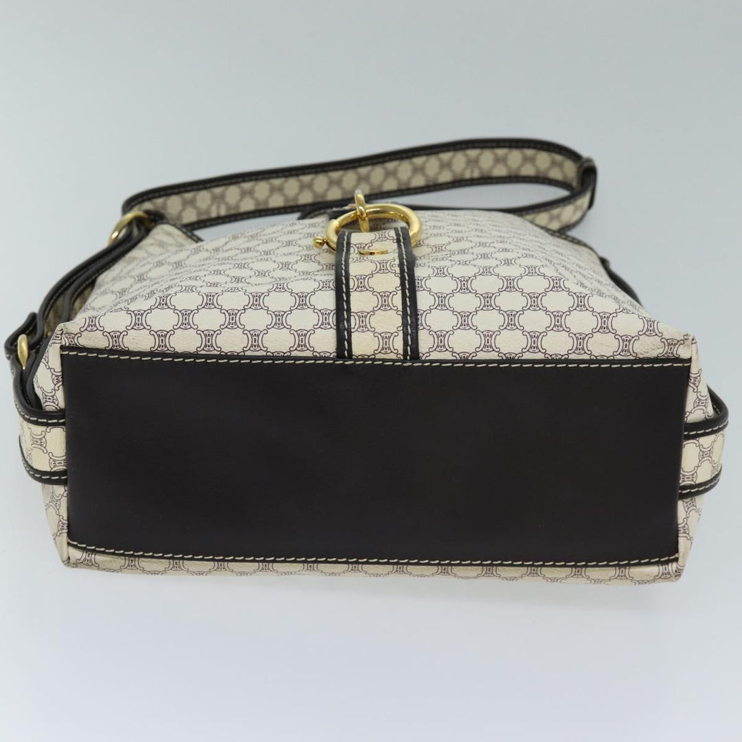 Celine Macadam Canvas Shoulder Bag PVC White Auth 72176