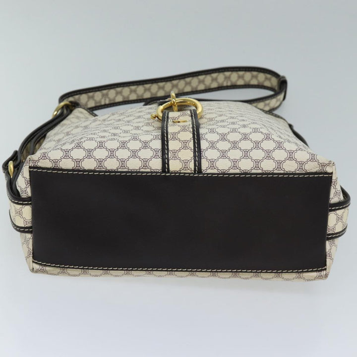 Celine Macadam Canvas Shoulder Bag PVC White Auth 72176