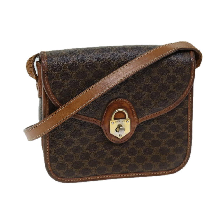 Celine Macadam Canvas Shoulder Bag PVC Brown Auth 72181