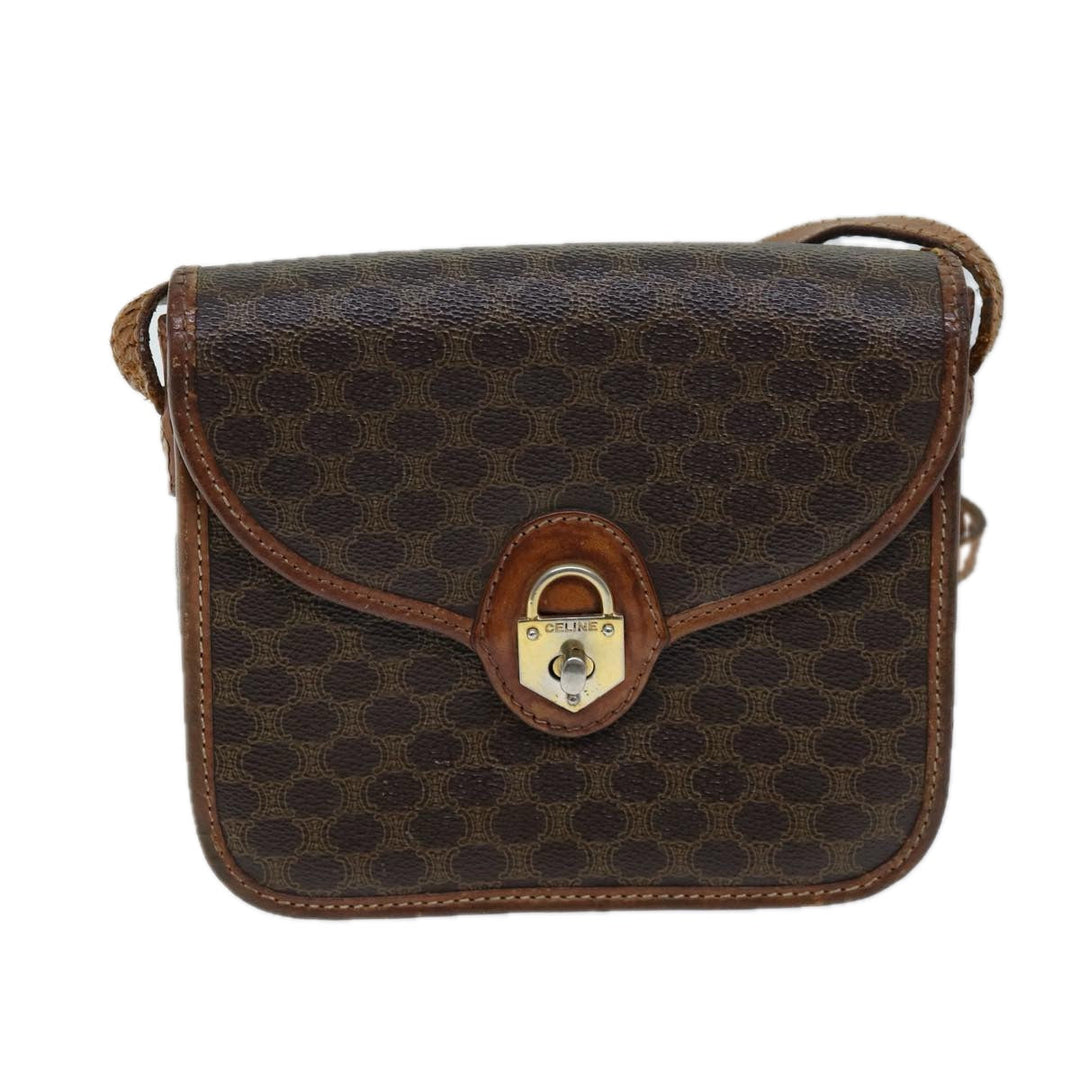Celine Macadam Canvas Shoulder Bag PVC Brown Auth 72181