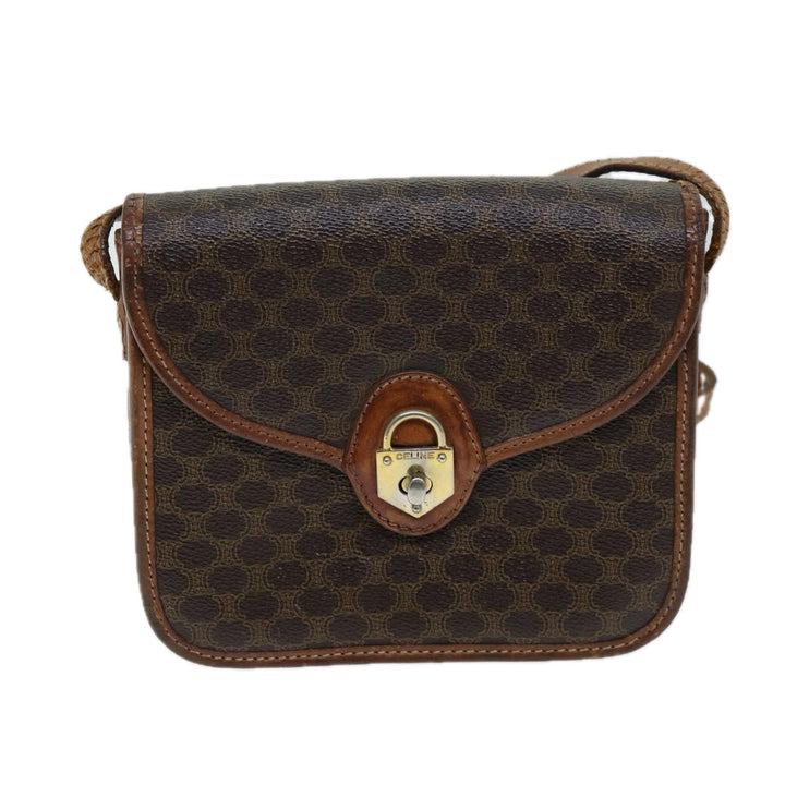 Celine Macadam Canvas Shoulder Bag PVC Brown Auth 72181