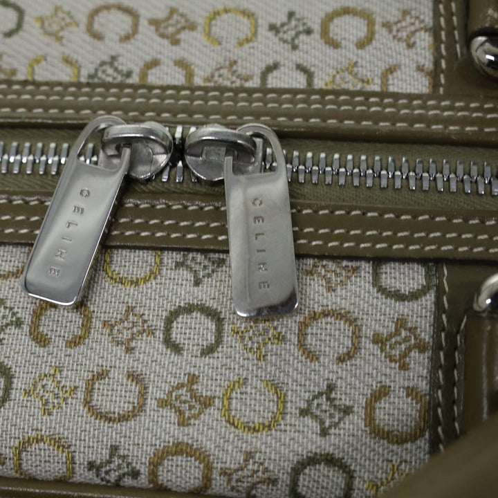 Celine C Macadam Canvas Hand Bag Khaki Auth 72182