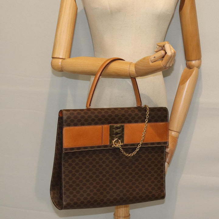 Celine Macadam Canvas Hand Bag PVC Brown  72184
