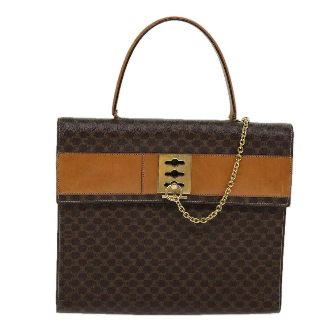 Celine Macadam Canvas Hand Bag PVC Brown  72184