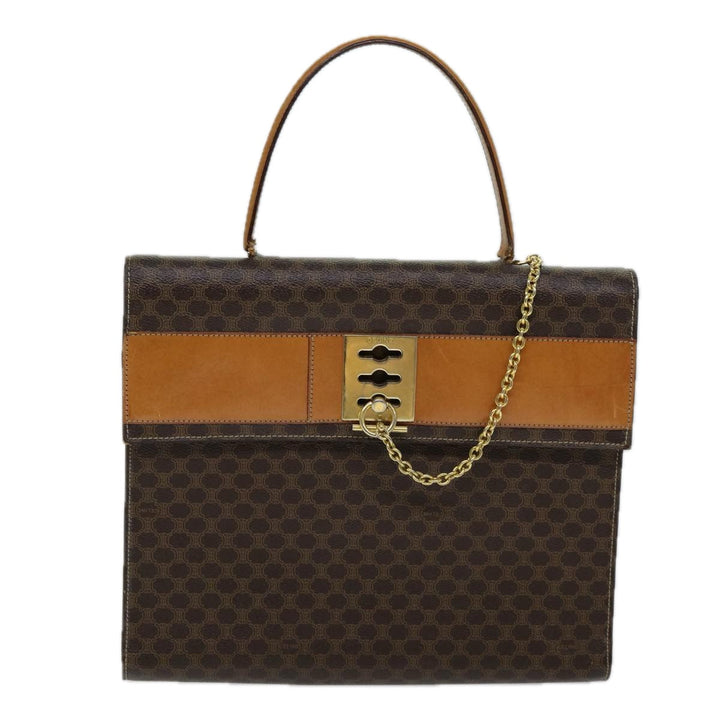 Celine Macadam Canvas Hand Bag PVC Brown  72184