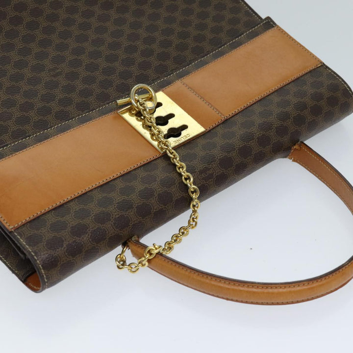 Celine Macadam Canvas Hand Bag PVC Brown  72184