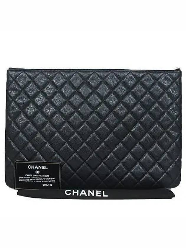 A69251 Black Caviar Beauty CC Silver Logo Large Clutch Chanel