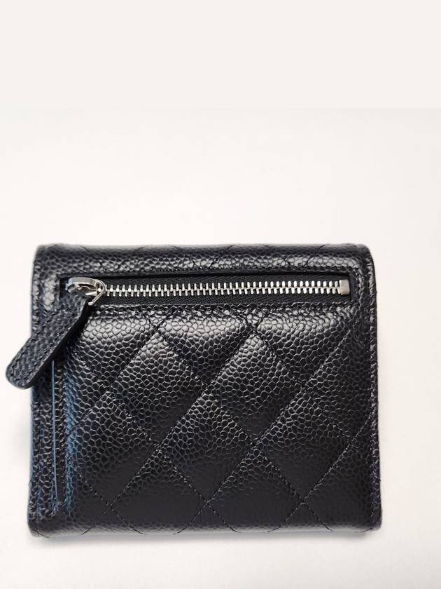 Small Classic Flap Wallet Grained Calfskin Silver Black Chanel