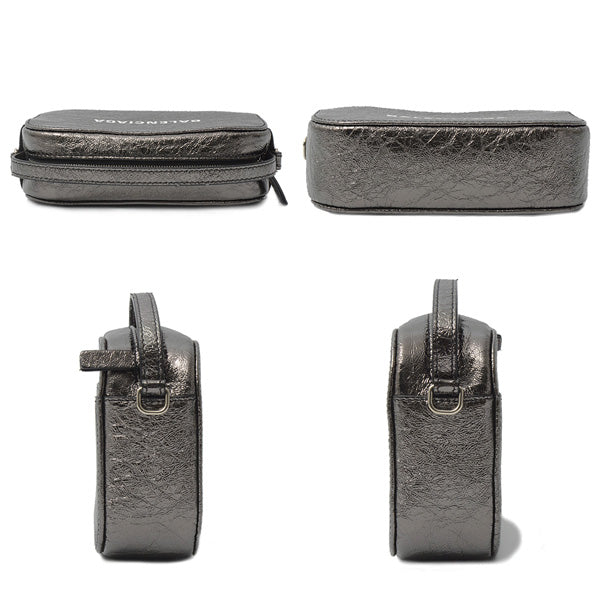 Top Quality Balenciaga Camera Bag XS 2WAY Calf Metallic Gray 608653