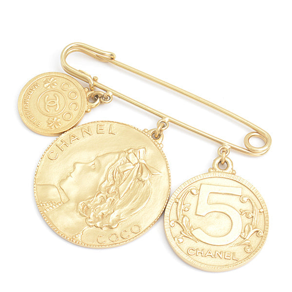 Top Quality Chanel Coco Coin Brooch Gold