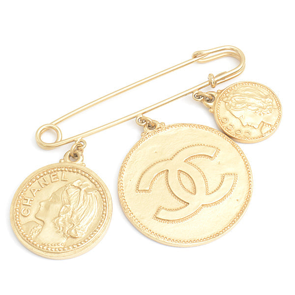 Top Quality Chanel Coco Coin Brooch Gold