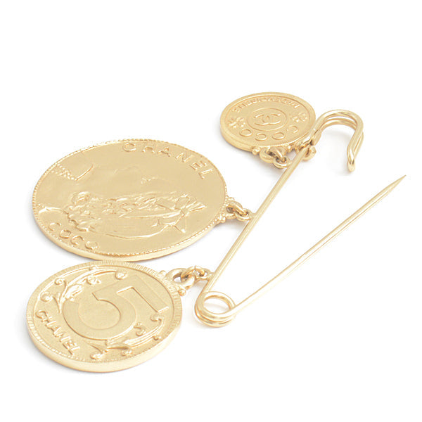 Top Quality Chanel Coco Coin Brooch Gold