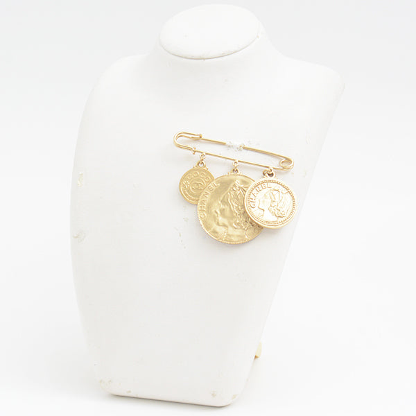 Top Quality Chanel Coco Coin Brooch Gold