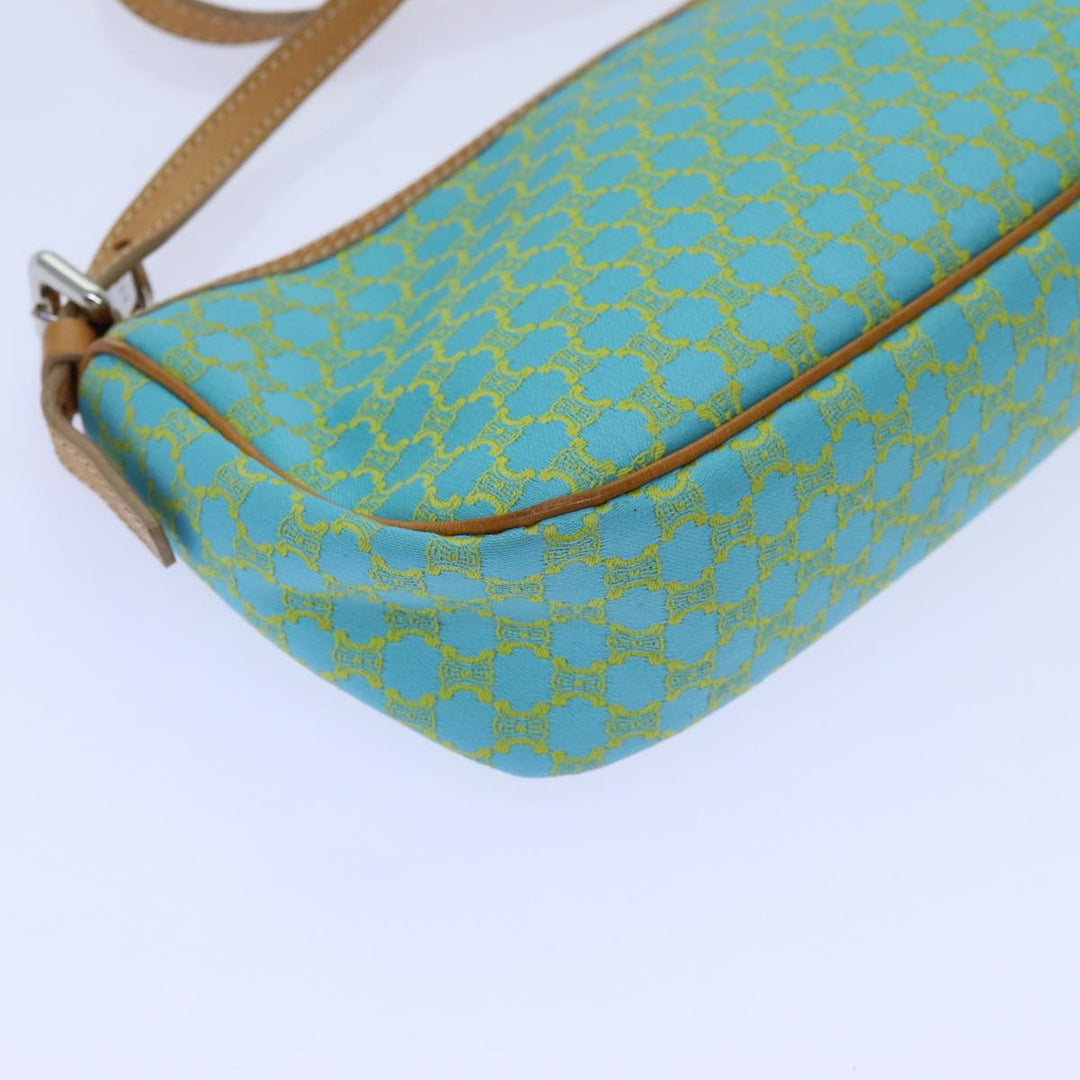 Celine Macadam Canvas Accessory Pouch Light Blue Yellow Brown Auth 72320