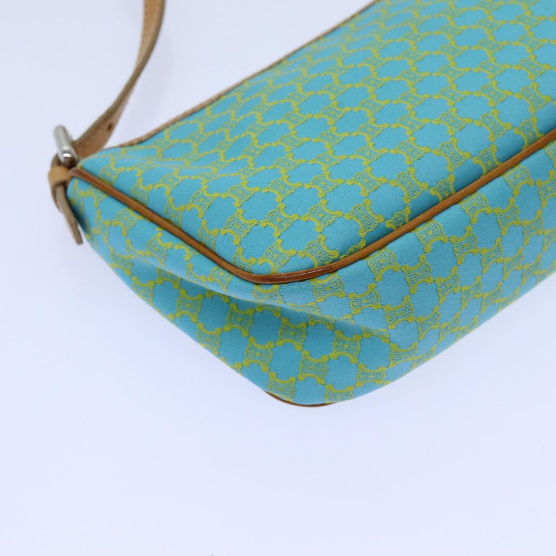 Celine Macadam Canvas Accessory Pouch Light Blue Yellow Brown Auth 72320