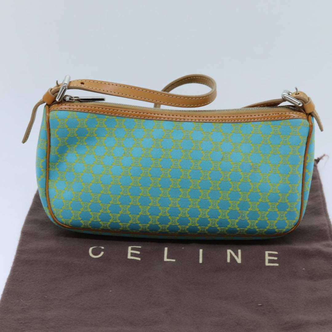 Celine Macadam Canvas Accessory Pouch Light Blue Yellow Brown Auth 72320