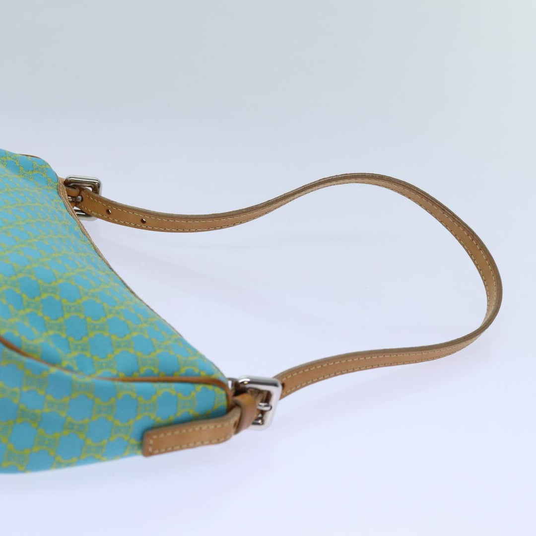 Celine Macadam Canvas Accessory Pouch Light Blue Yellow Brown Auth 72320