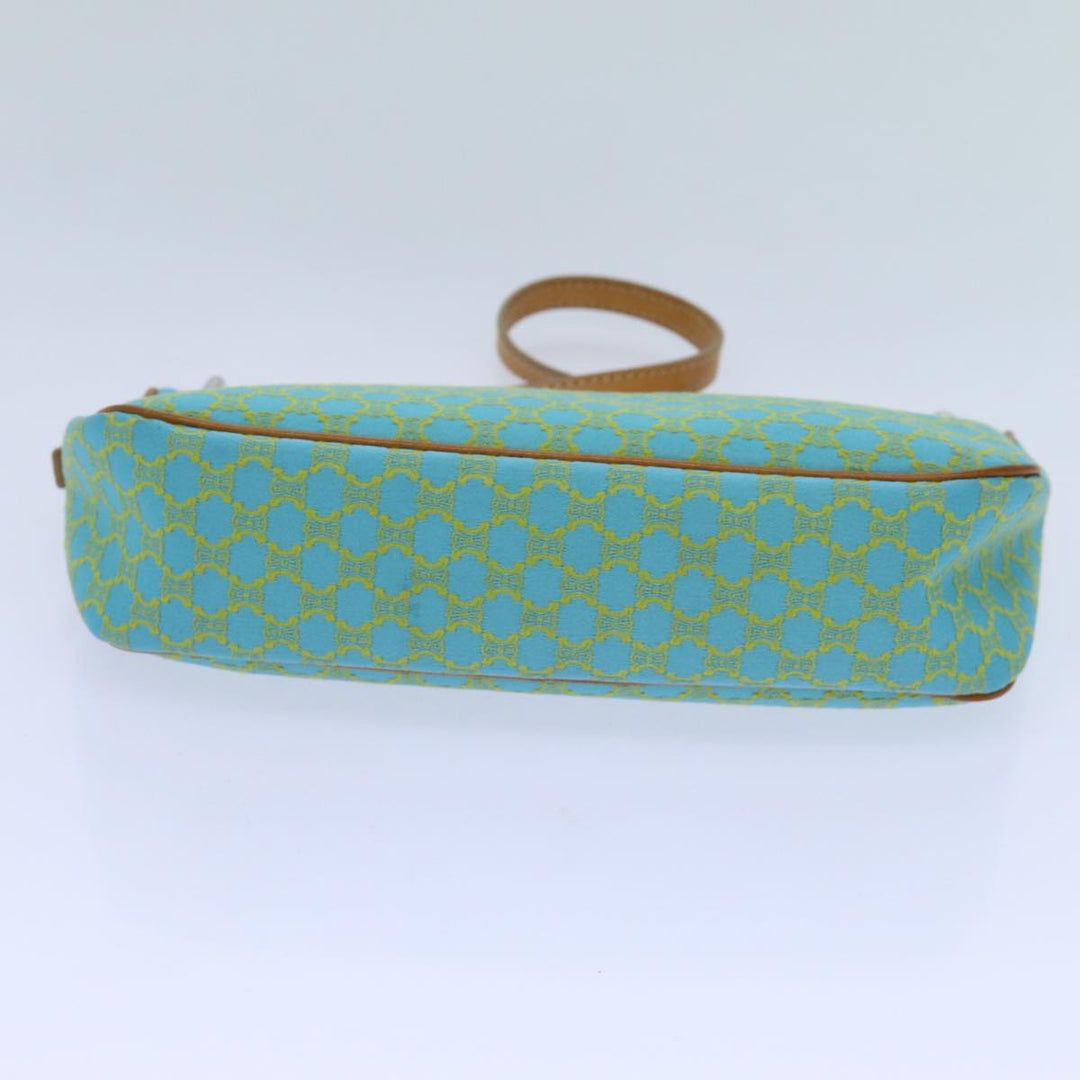 Celine Macadam Canvas Accessory Pouch Light Blue Yellow Brown Auth 72320