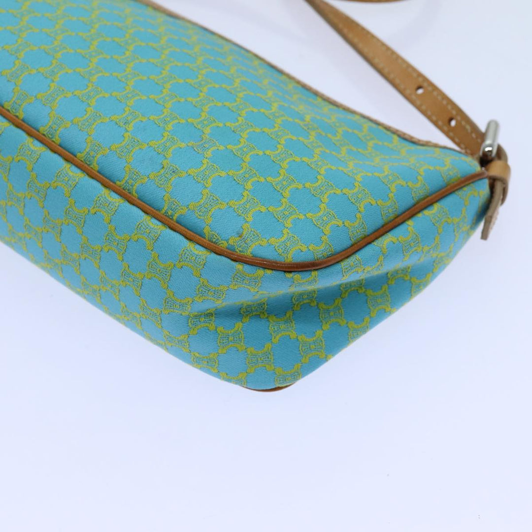 Celine Macadam Canvas Accessory Pouch Light Blue Yellow Brown Auth 72320