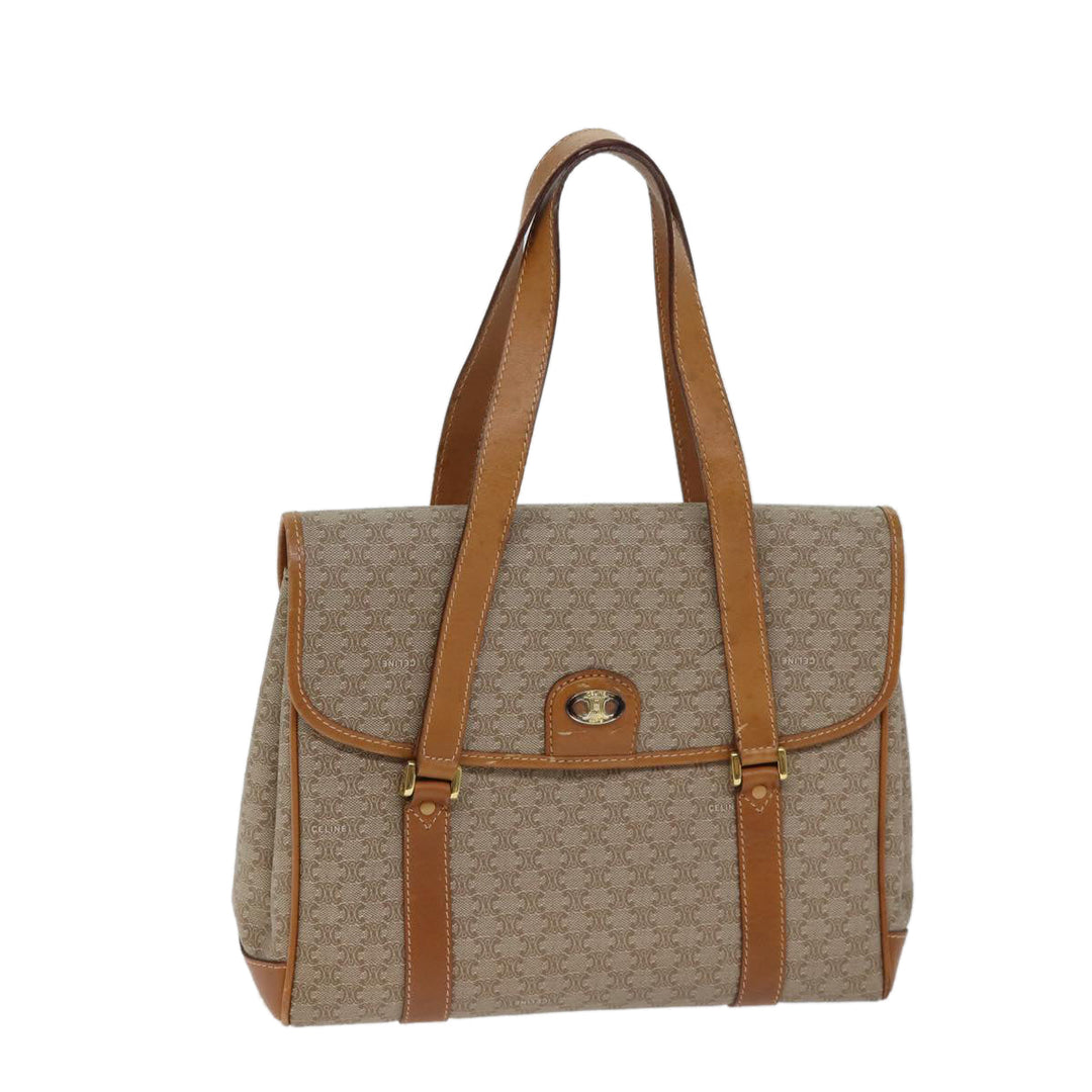Celine Macadam Canvas Hand Bag Beige Auth 72344