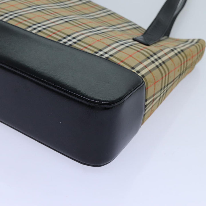 Burberry Nova Check Tote Bag Canvas Beige Black Auth 72354