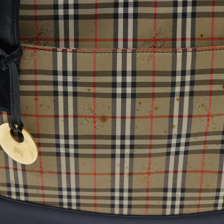 Burberry Nova Check Tote Bag Canvas Beige Black Auth 72354