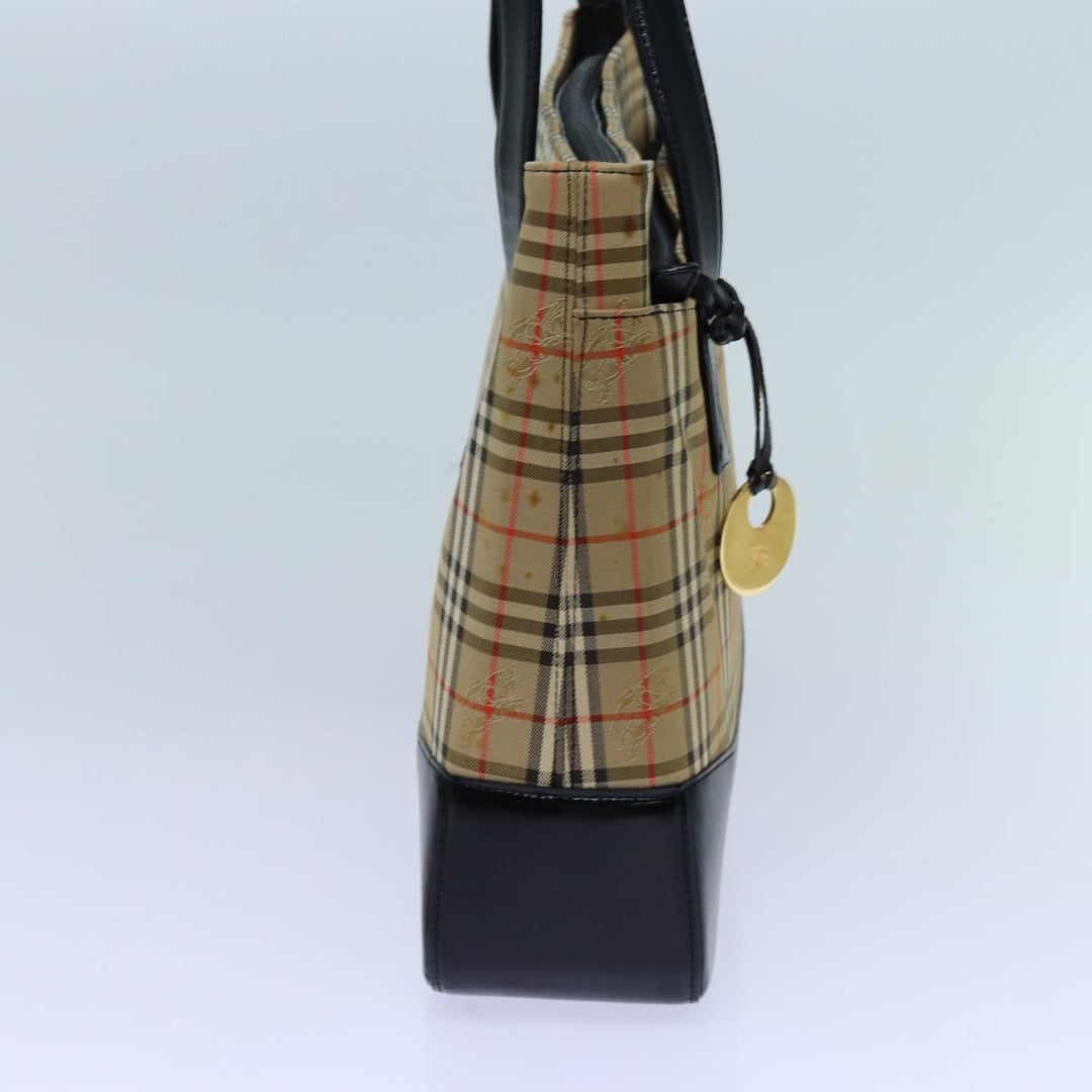 Burberry Nova Check Tote Bag Canvas Beige Black Auth 72354