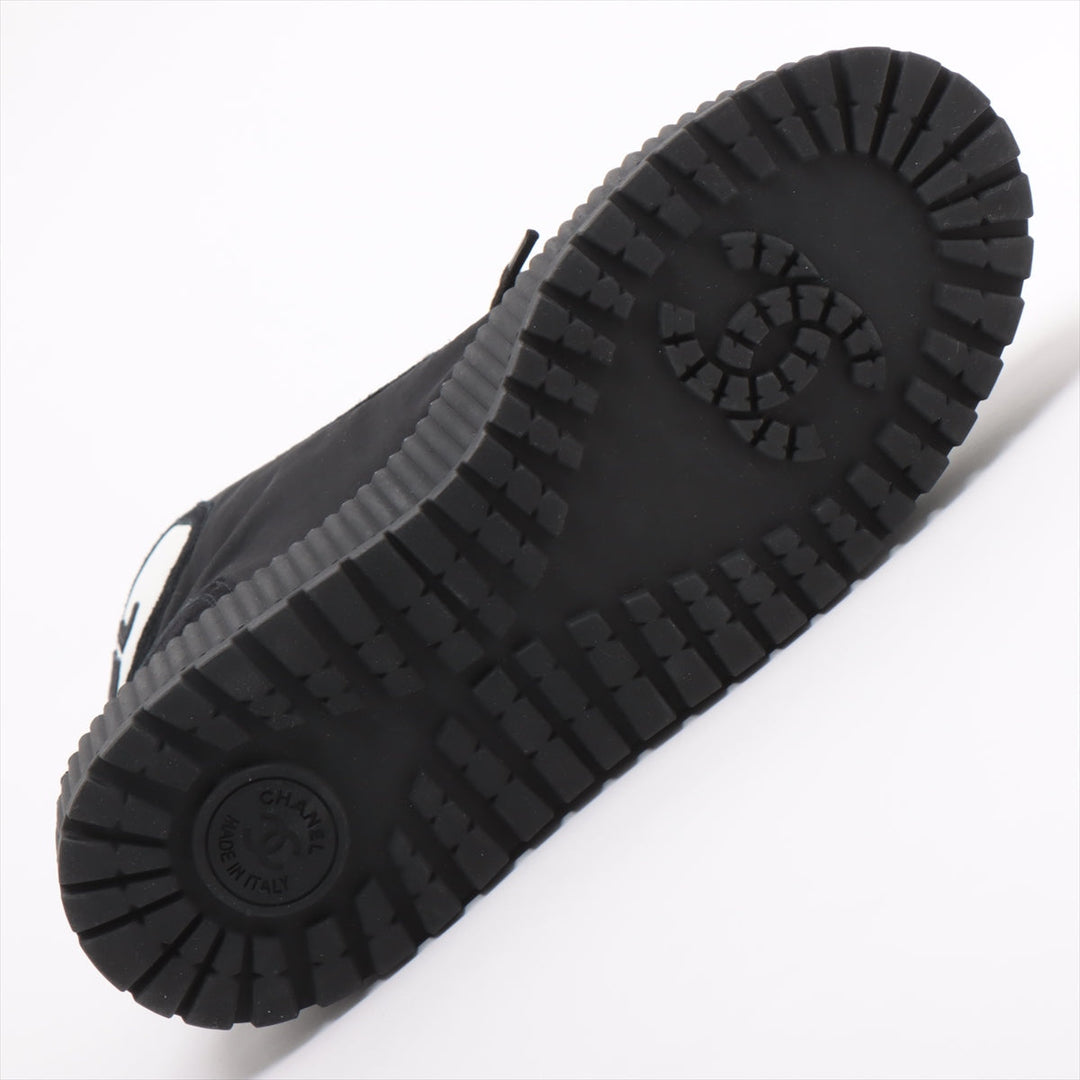 Top Quality Chanel Coco Leather X Fabric High-Cut Sneaker 35  Black G38091