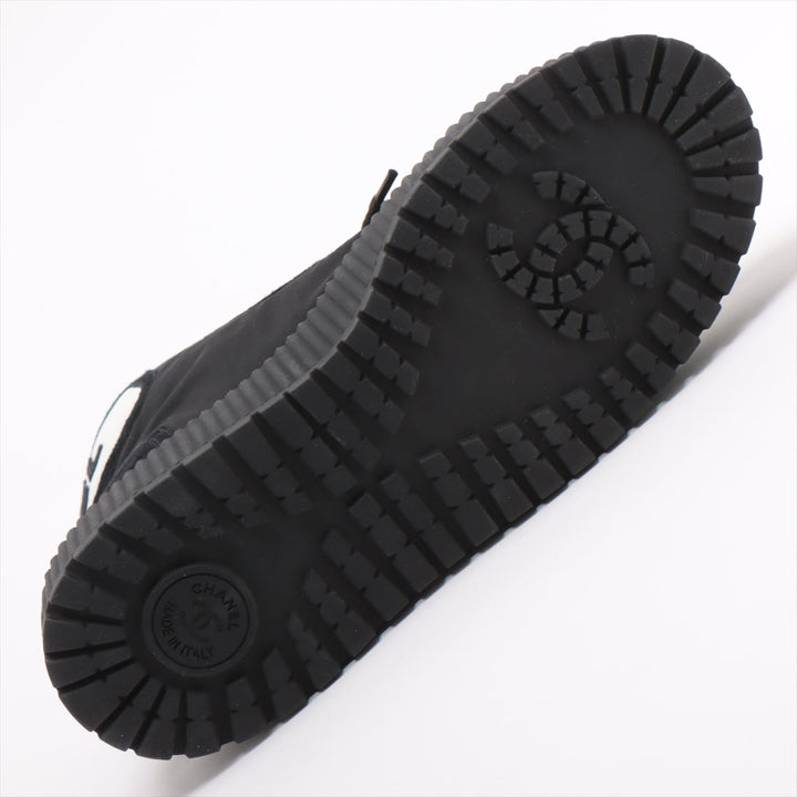 Top Quality Chanel Coco Leather X Fabric High-Cut Sneaker 35  Black G38091