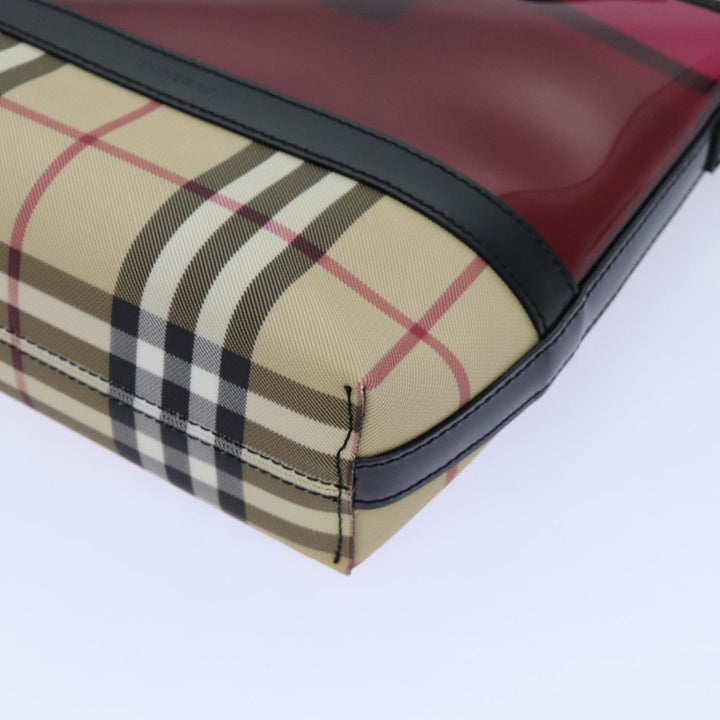 Top Quality Burberry Nova Check Shoulder Bag Coated Canvas Vinyl Beige Red Auth 72405