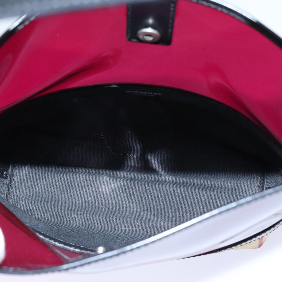 Top Quality Burberry Nova Check Shoulder Bag Coated Canvas Vinyl Beige Red Auth 72405