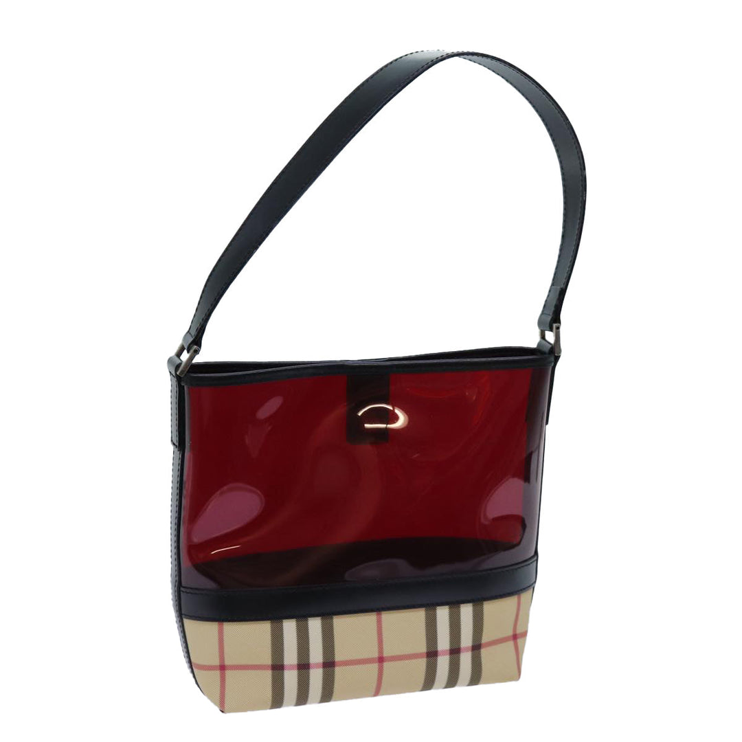 Top Quality Burberry Nova Check Shoulder Bag Coated Canvas Vinyl Beige Red Auth 72405