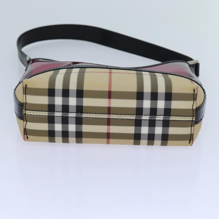 Top Quality Burberry Nova Check Shoulder Bag Coated Canvas Vinyl Beige Red Auth 72405