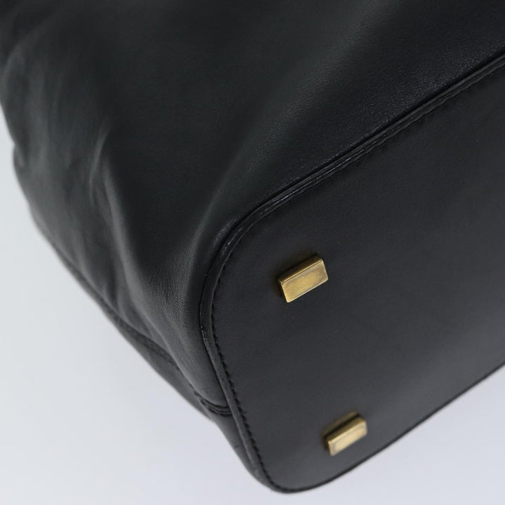 Celine Hand Bag Leather Black Auth 72409