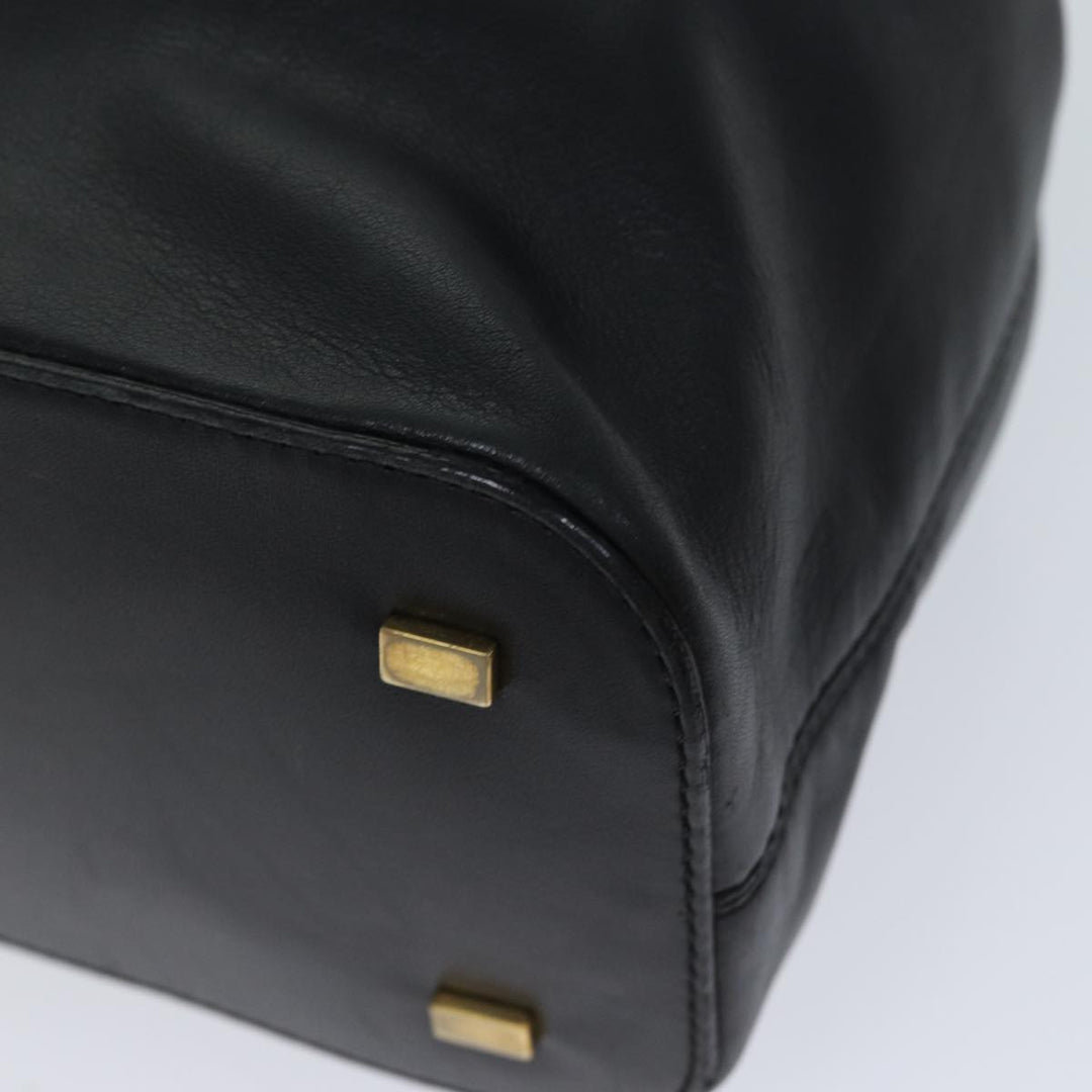 Celine Hand Bag Leather Black Auth 72409