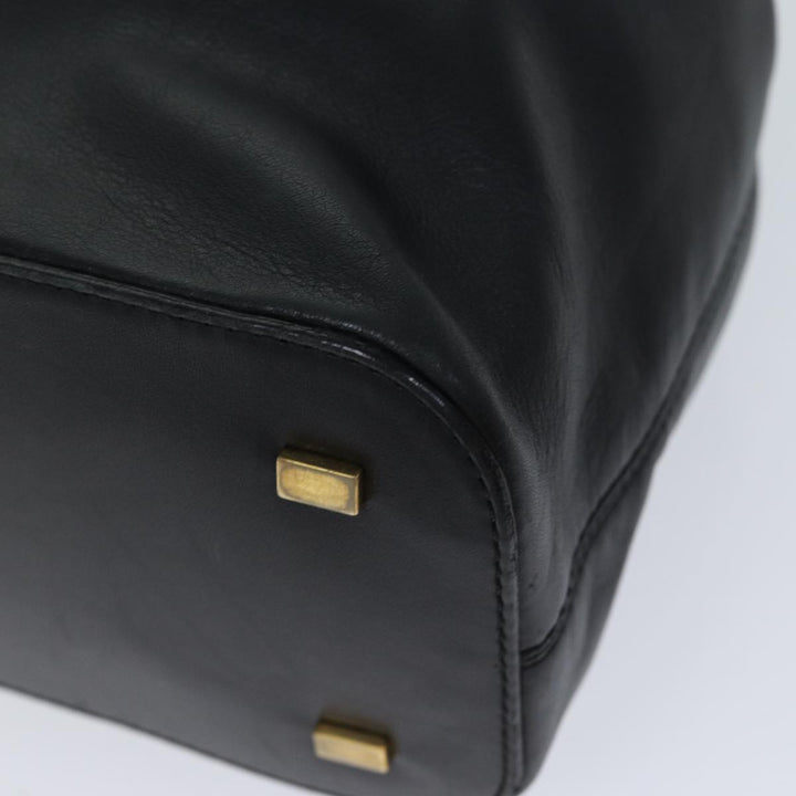 Celine Hand Bag Leather Black Auth 72409