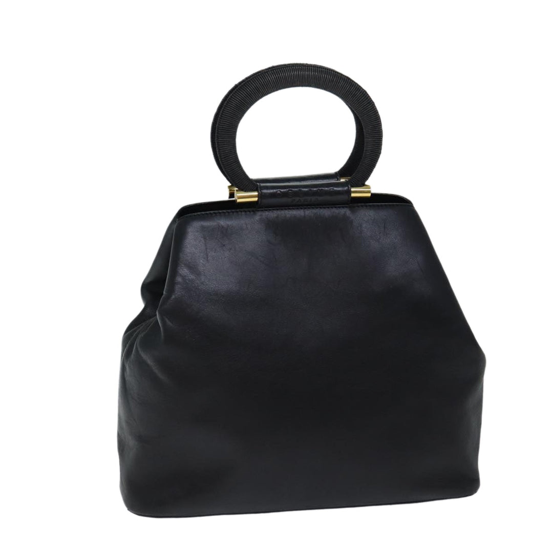 Celine Hand Bag Leather Black Auth 72409