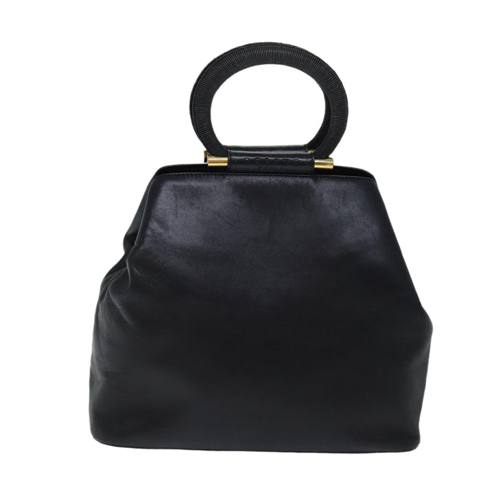 Celine Hand Bag Leather Black Auth 72409