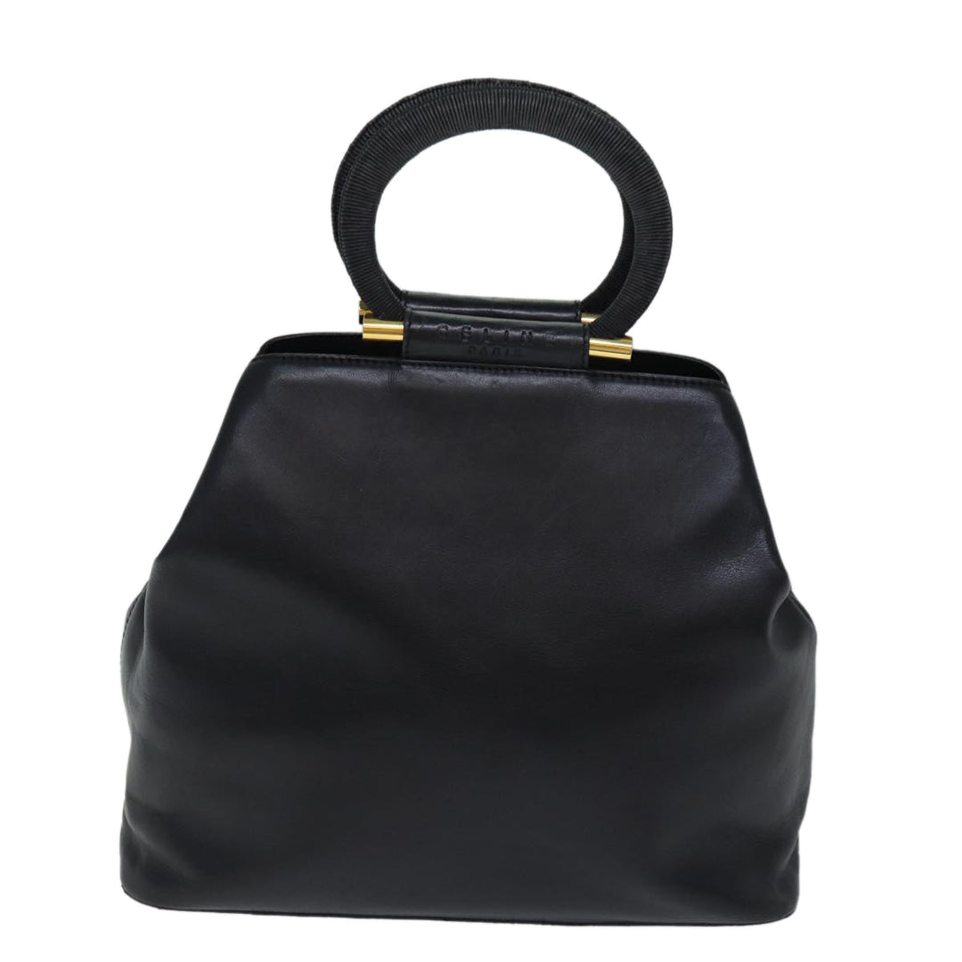 Celine Hand Bag Leather Black Auth 72409