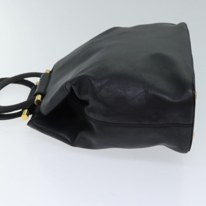 Celine Hand Bag Leather Black Auth 72409