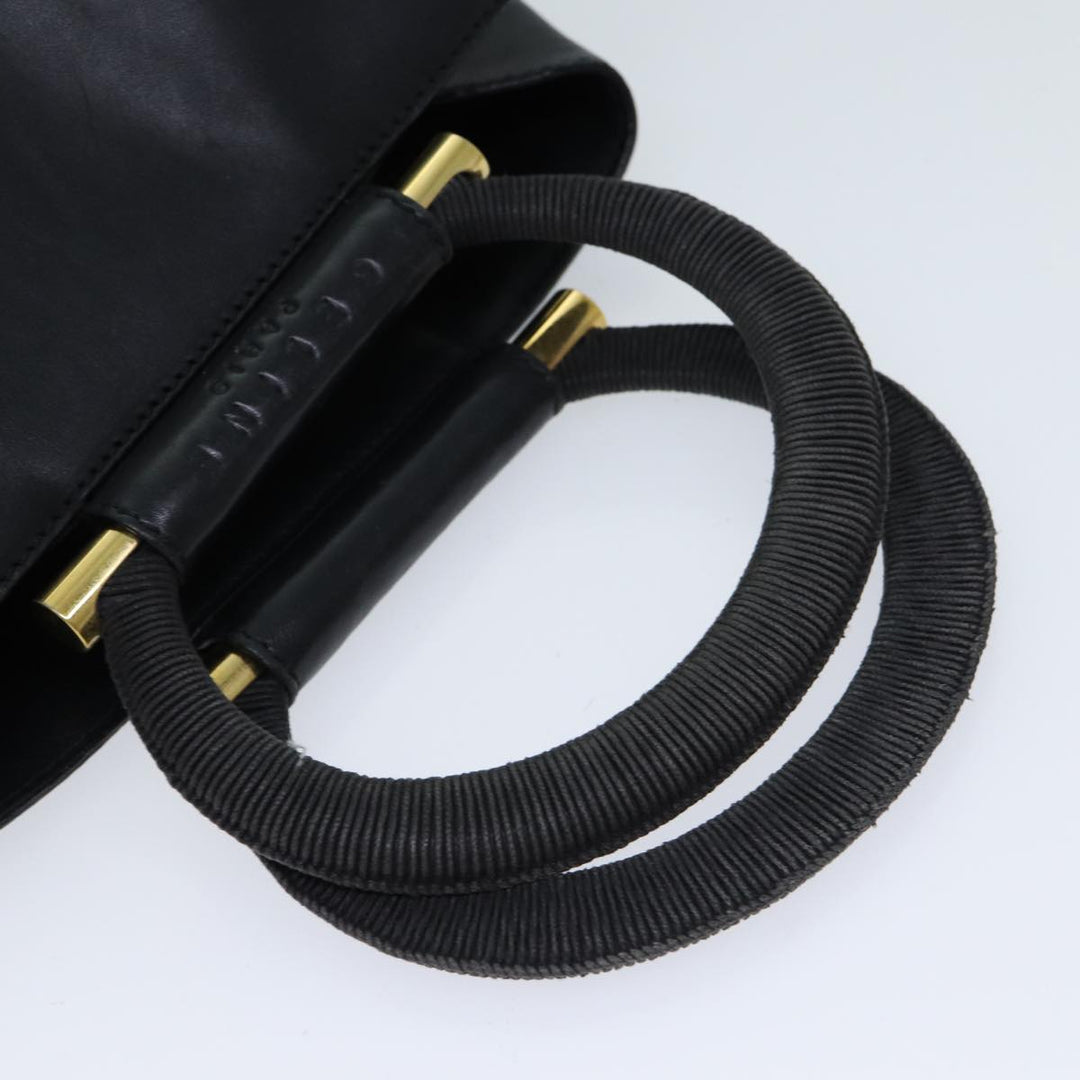 Celine Hand Bag Leather Black Auth 72409
