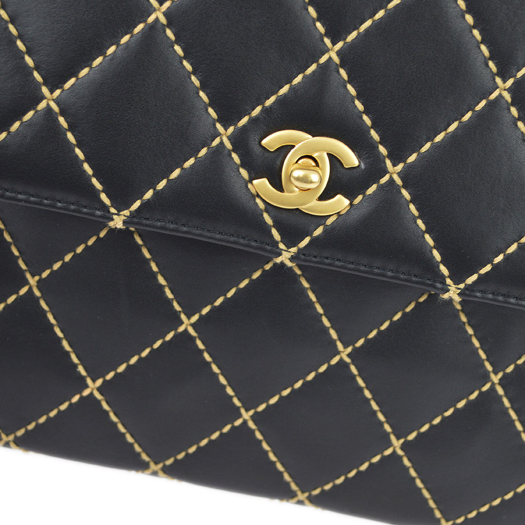 Top Quality Chanel Black Calfskin Wild Stitch Handbag